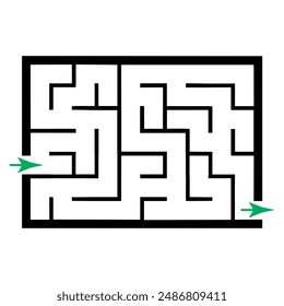 Illustration with simple labyrinth, maze conundrum for kids. Baby puzzle with entry and exit. Children riddle game.