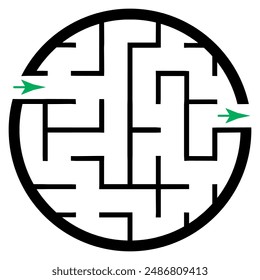 Ilustración con laberinto simple, acertijo laberíntico para niños. Puzzle de bebé con entrada y salida. Juego de acertijos para niños.