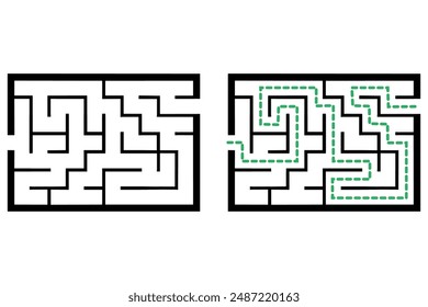 Illustration with simple labyrinth, maze conundrum for kids. Baby puzzle with entry and exit. Children riddle game.