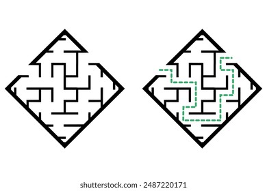 Illustration with simple labyrinth, maze conundrum for kids. Baby puzzle with entry and exit. Children riddle game.