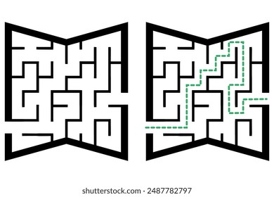 Illustration with simple labyrinth, maze conundrum for kids. Baby puzzle with entry and exit. Children riddle game.