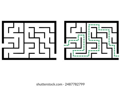 Illustration with simple labyrinth, maze conundrum for kids. Baby puzzle with entry and exit. Children riddle game.