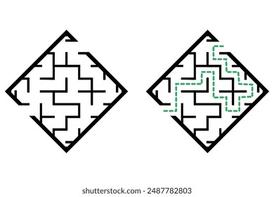 Illustration with simple labyrinth, maze conundrum for kids. Baby puzzle with entry and exit. Children riddle game.