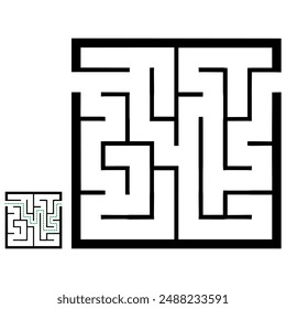 Illustration with simple labyrinth, maze conundrum for kids. Baby puzzle with entry and exit. Children riddle game.
