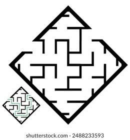 Illustration with simple labyrinth, maze conundrum for kids. Baby puzzle with entry and exit. Children riddle game.