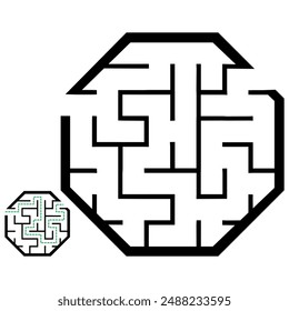 Illustration with simple labyrinth, maze conundrum for kids. Baby puzzle with entry and exit. Children riddle game.