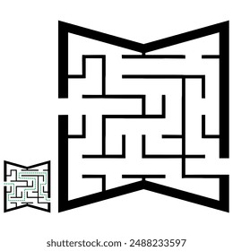 Illustration with simple labyrinth, maze conundrum for kids. Baby puzzle with entry and exit. Children riddle game.