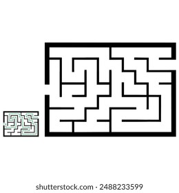 Illustration with simple labyrinth, maze conundrum for kids. Baby puzzle with entry and exit. Children riddle game.