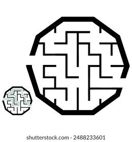 Illustration with simple labyrinth, maze conundrum for kids. Baby puzzle with entry and exit. Children riddle game.