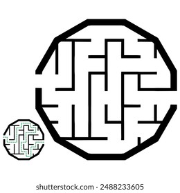 Illustration with simple labyrinth, maze conundrum for kids. Baby puzzle with entry and exit. Children riddle game.