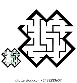 Illustration with simple labyrinth, maze conundrum for kids. Baby puzzle with entry and exit. Children riddle game.