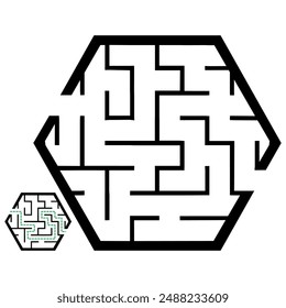 Illustration with simple labyrinth, maze conundrum for kids. Baby puzzle with entry and exit. Children riddle game.