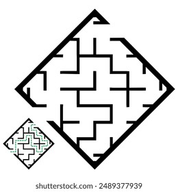 Illustration with simple labyrinth, maze conundrum for kids. Baby puzzle with entry and exit. Children riddle game.