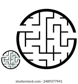 Illustration with simple labyrinth, maze conundrum for kids. Baby puzzle with entry and exit. Children riddle game.