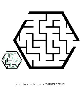 Illustration with simple labyrinth, maze conundrum for kids. Baby puzzle with entry and exit. Children riddle game.