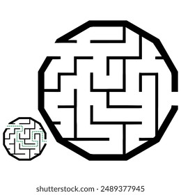 Illustration with simple labyrinth, maze conundrum for kids. Baby puzzle with entry and exit. Children riddle game.