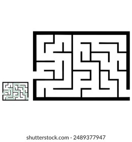 Illustration with simple labyrinth, maze conundrum for kids. Baby puzzle with entry and exit. Children riddle game.