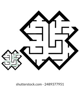 Illustration with simple labyrinth, maze conundrum for kids. Baby puzzle with entry and exit. Children riddle game.