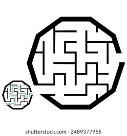 Illustration with simple labyrinth, maze conundrum for kids. Baby puzzle with entry and exit. Children riddle game.