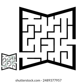 Illustration with simple labyrinth, maze conundrum for kids. Baby puzzle with entry and exit. Children riddle game.