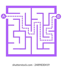 Illustration with simple labyrinth, maze conundrum for kids. Baby puzzle with entry and exit. Children riddle game.