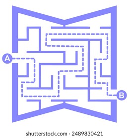 Illustration with simple labyrinth, maze conundrum for kids. Baby puzzle with entry and exit. Children riddle game.