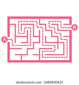 Illustration with simple labyrinth, maze conundrum for kids. Baby puzzle with entry and exit. Children riddle game.