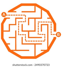 Illustration with simple labyrinth, maze conundrum for kids. Baby puzzle with entry and exit. Children riddle game.