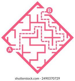 Illustration with simple labyrinth, maze conundrum for kids. Baby puzzle with entry and exit. Children riddle game.