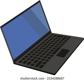 Illustration of a simple laptop seen from an angle