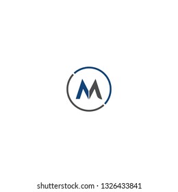 ILLUSTRATION SIMPLE LETTER M  BLUE GREY COLOR LOGO ICON MINIMALIST DESIGN VECTOR MODERN FOR YOUR BUSINESS