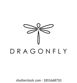 Illustration simple line art dragonfly insect simple minimalist logo design