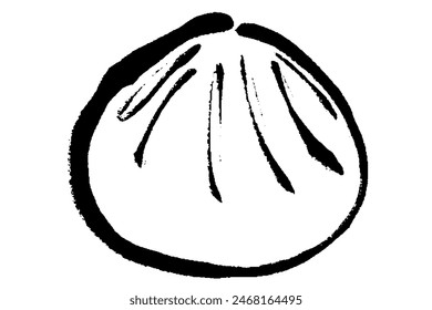 Illustration of simple line drawing of meat bun with brush touch