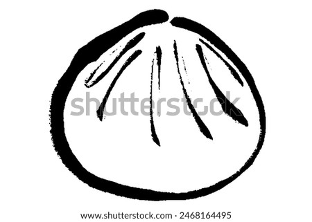 Illustration of simple line drawing of meat bun with brush touch