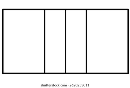 Illustration of a simple line drawing of a volleyball court (6 players), Vector Illustration