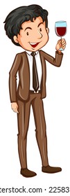 Illustration of a simple man wearing a formal attire on a white background 
