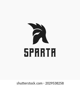Illustration Simple and minimal Spartan Silhouette with helmet knight logo design.