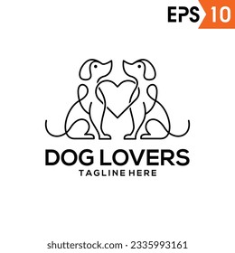 	
Illustration of simple minimalist Dog care logo design, Dog head with love vector template icon