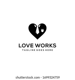 El amor moderno simple trabaja con el logotipo de icono de corbata