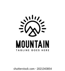 Illustration Simple modern Mountain adventure logo design 