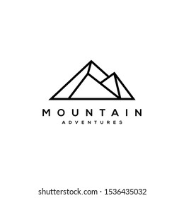 Illustration Simple modern Mountain line art Logo Design Vector