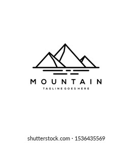 Illustration Simple modern Mountain line art Logo Design Vector