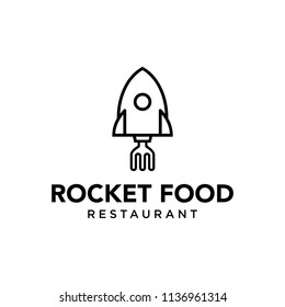 Illustration simple modern rocket symbol logo with fork as fire chimney logo design