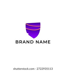 Ilustração Simples Moderno Escudo Gradiente Roxo Cor Laranja. Vetor de design de modelo de ícone de logotipo técnico de segurança 
