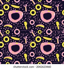 Illustration Simple and modern sweet donut seamless pattern vector graphic