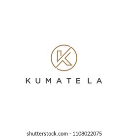 Illustration Simple modern unique clean K with circle sign line art logo design inspiration