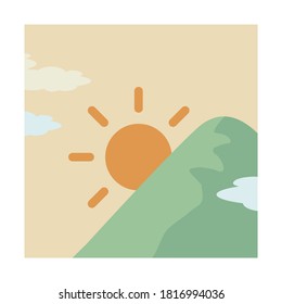 illustration of simple morning. square shape Icons.