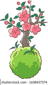 Illustration of a simple moss ball drawn in vector