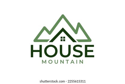Illustration Simple Mountain with house Logo Design