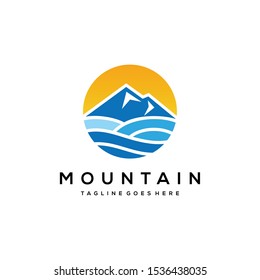 Illustration Simple Mountain Logo with lake Design Vector